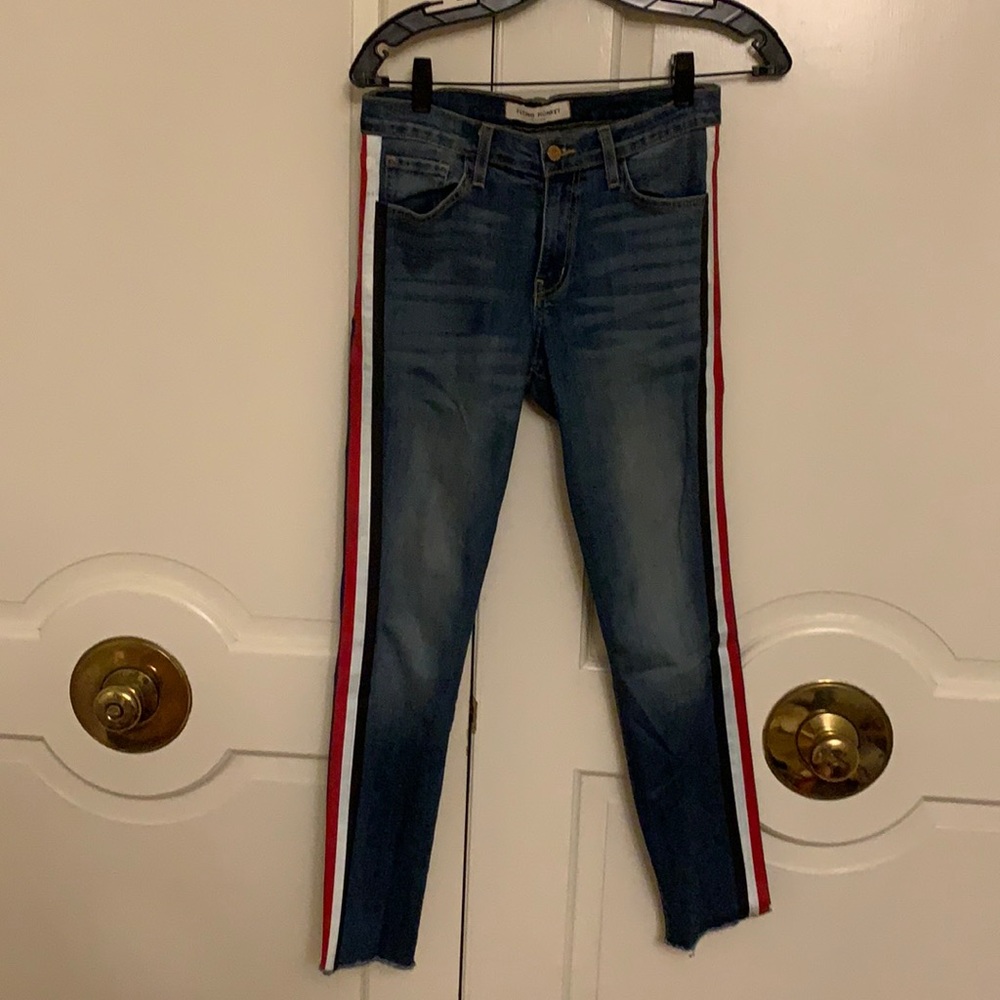 Flying monkey high waisted jean with stripe detail